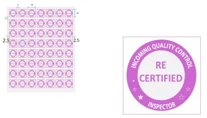 Decal in tem nhãn an ninh màu tím 10x10mm