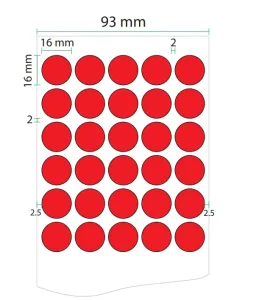 Decal in tem nhãn hình tròn màu đỏ 16mm