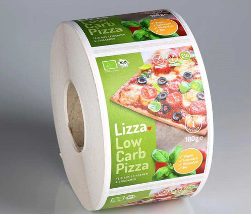 Cuộn tem nhãn decal dán sản phẩm hộp bánh pizza